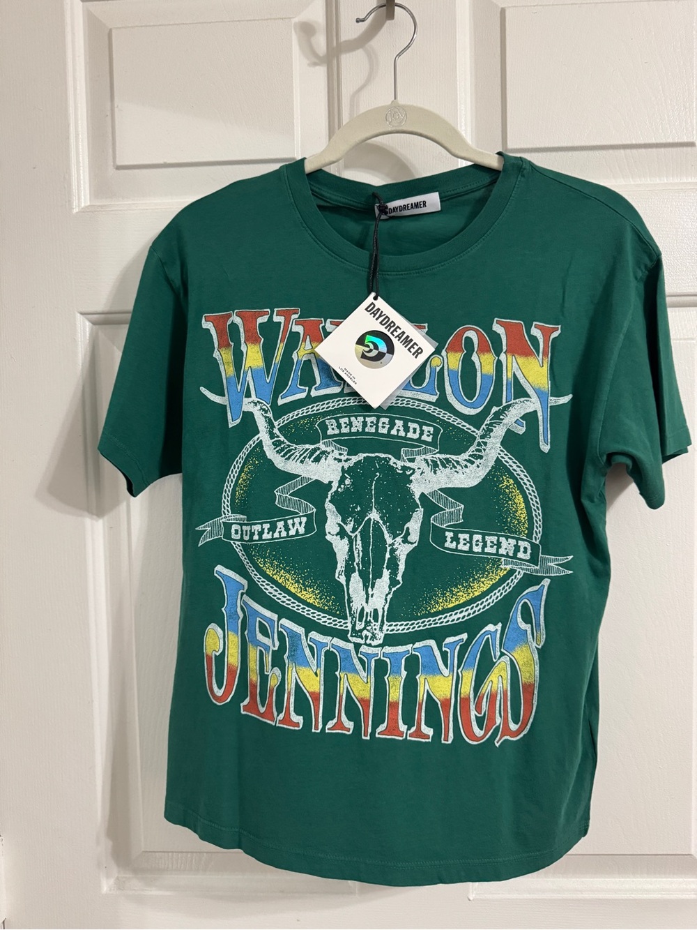 Daydreamer Green Waylon Jennings Rainbow Graphic Tee